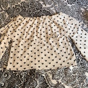 Heart print off the shoulder top